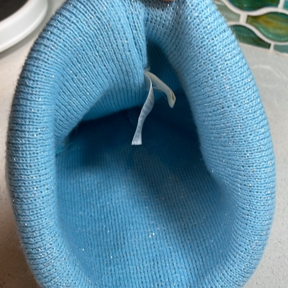 Disney Frozen Girls Beanie with Pom Blue and Gray - Picture 6 of 7